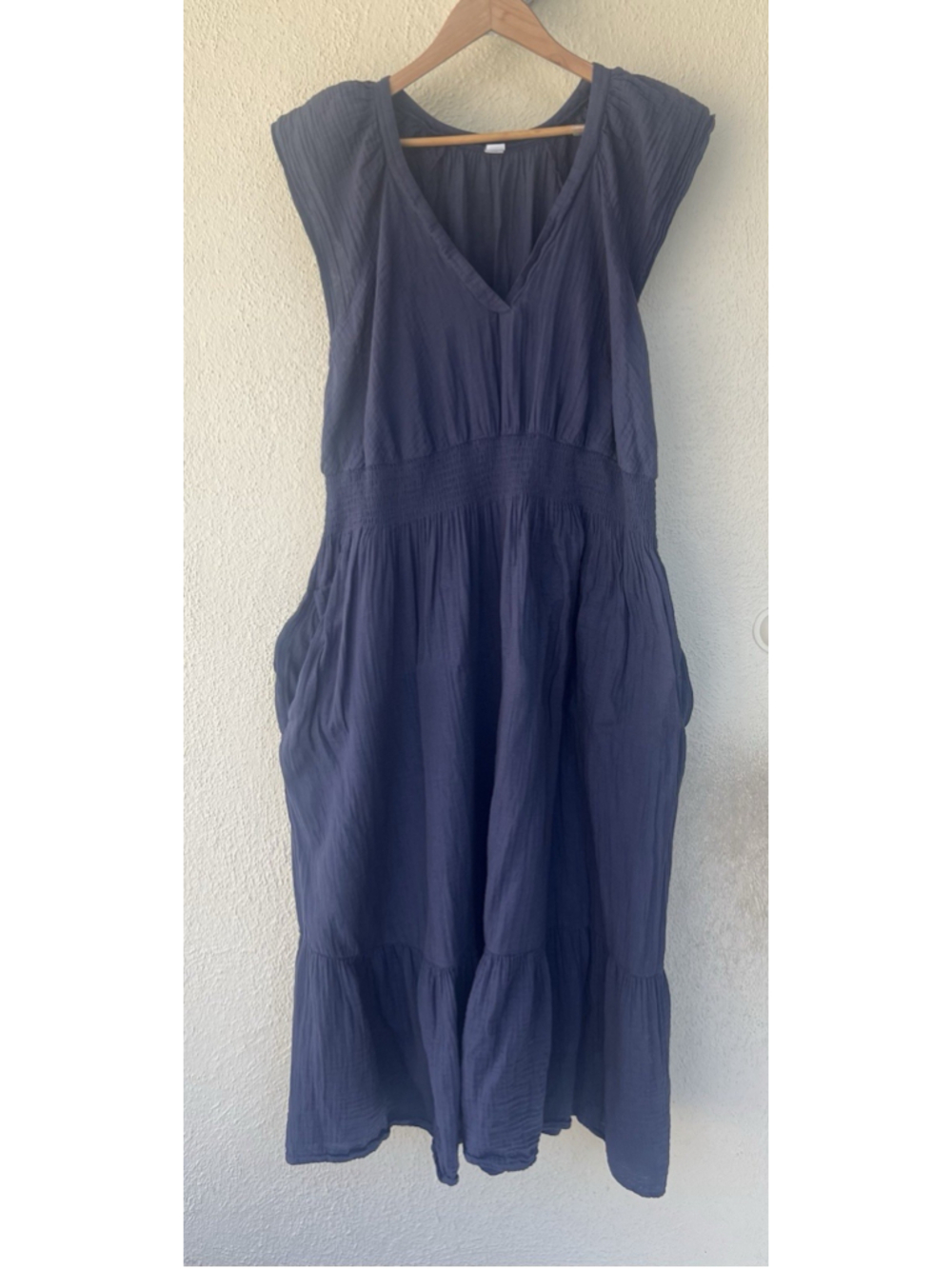 Old Navy Waist Defined Flutter Sleeve Smocked Midi Dress 2X Gauzy Stretch Flowy